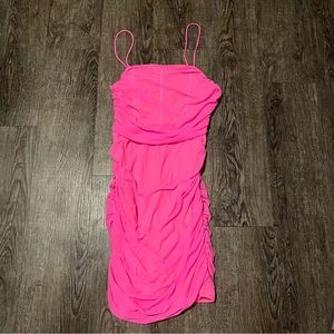 Dressmezee Neon Pink Mesh Mini Dress